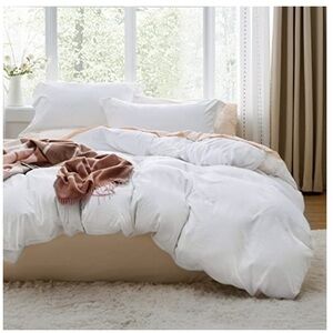 QUEEN DUVET Cover - ‘Gentle Soft Touch’ All-Year-Round Bedding 3pc Set-White